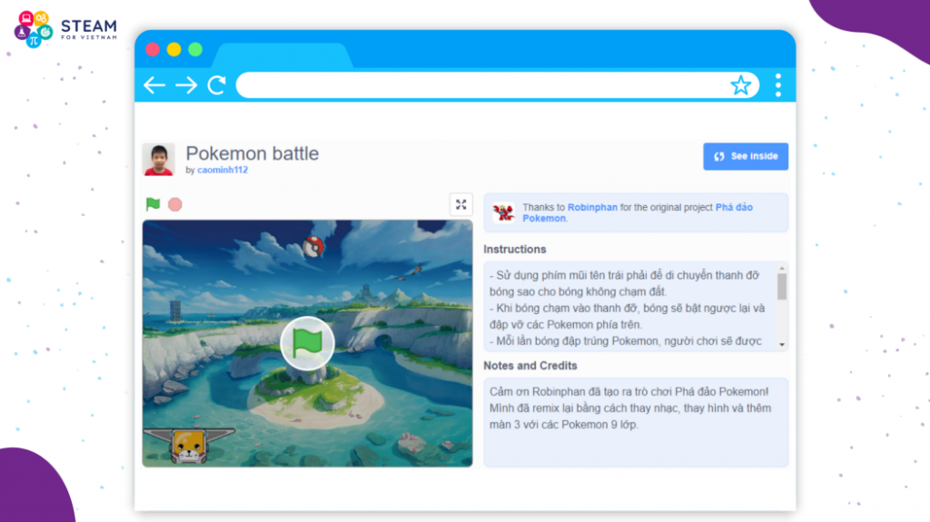 STESAM sang tao sao chep Pokemon battle trich dan