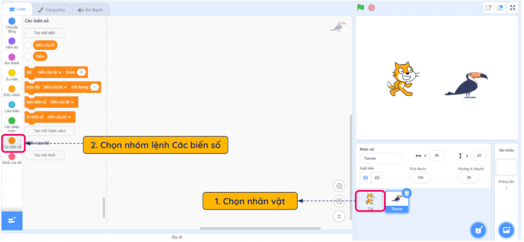 Biến số trong Scratch
