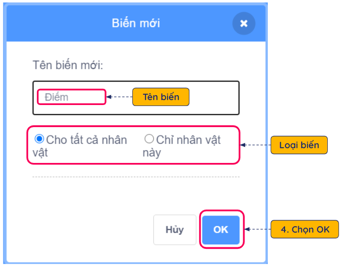 Biến số trong Scratch