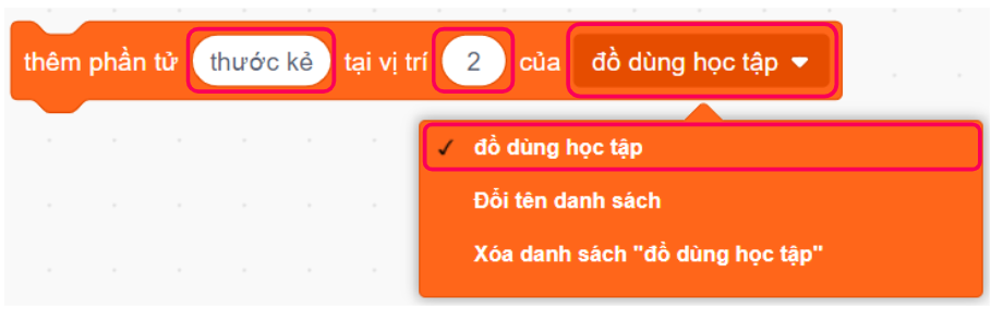 Các khối lệnh cơ bản với danh sách