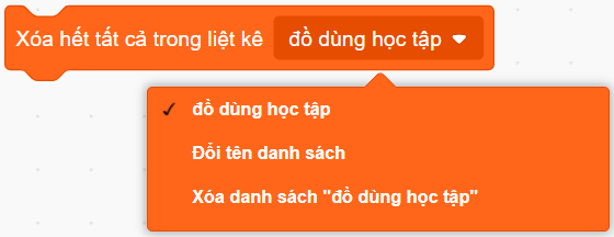 Các khối lệnh cơ bản với danh sách