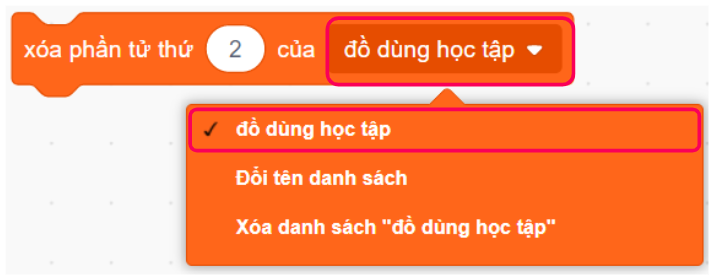 Các khối lệnh cơ bản với danh sách