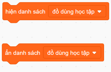 Các khối lệnh khác với danh sách