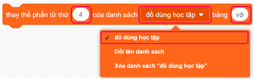 Các khối lệnh cơ bản với danh sách