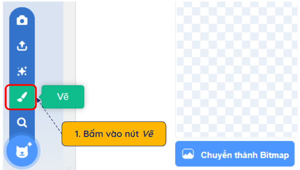 Vẽ trang phục sử dụng công cụ vẽ cung cấp bởi Scratch
