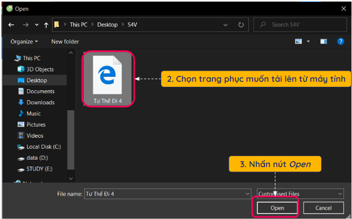 Tải trang phục lên từ máy tính